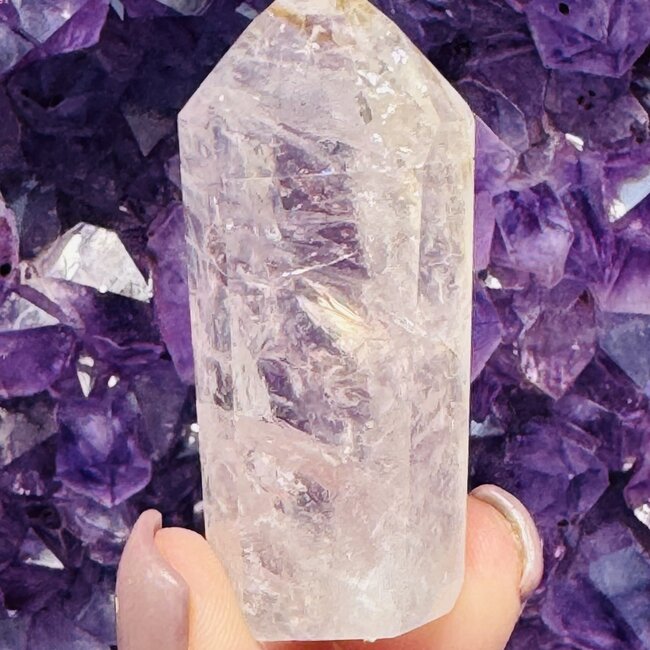 Amethyst with Petroleum Phantom Inclusions Point Tower Generator - Medium 1.5-3"