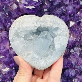 Blue Celestite (Celestine) Hearts Druzy - Medium Rough Raw Natural