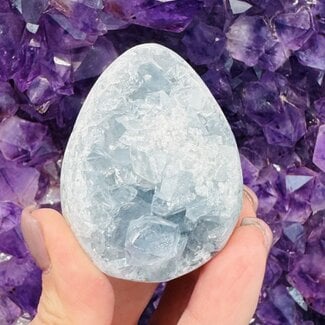 Blue Celestite (Celestine) Egg Druzy - Medium Rough Raw Natural