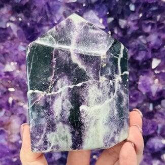 Kammererite Standing Free Form Tower Point Specimen - 4" Large Polished Slice Slab