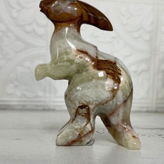 Green Onyx Parasaurolophus Dinosaur - Large 4" Figurine Carving Animal