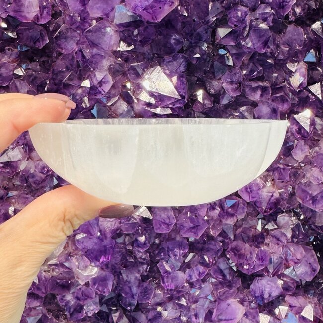 Selenite (Satin Spar Gypsum) Flower Charging Bowl Dish - 4"