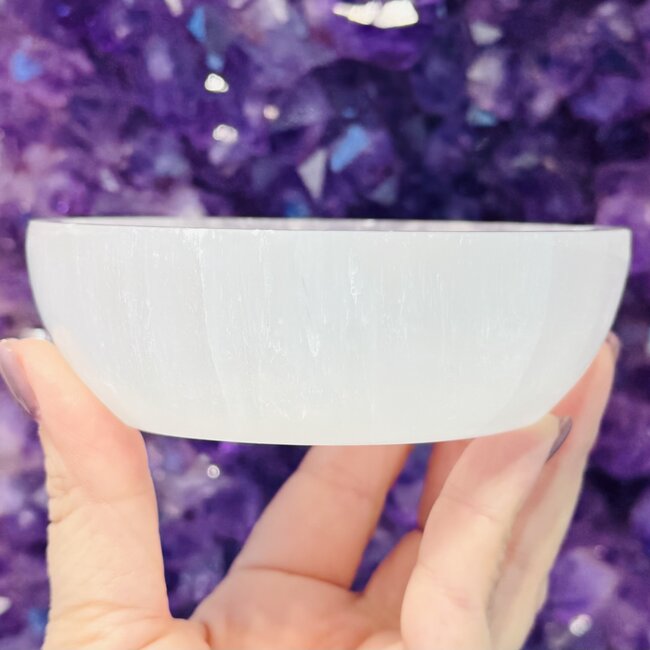 Selenite (Satin Spar Gypsum) Round Charging Bowl - 4" Dish
