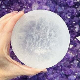 Selenite (Satin Spar Gypsum) Round Charging Bowl - 4" Dish