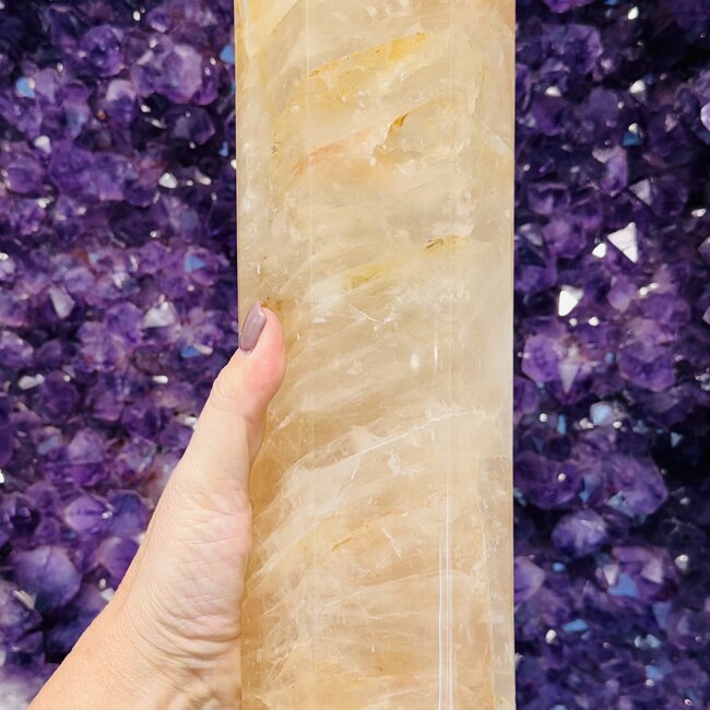Fire Quartz (Red Yellow Hematoid) & Golden Healer Quartz Tower Point Generator - XL Extra Large 12.5" Specimen