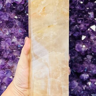 Fire Quartz (Red Yellow Hematoid) & Golden Healer Quartz Tower Point Generator - XL Extra Large 12.5" Specimen