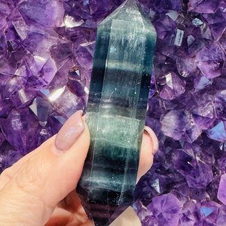 Rainbow Fluorite Double Terminated DT Point - Large 3"