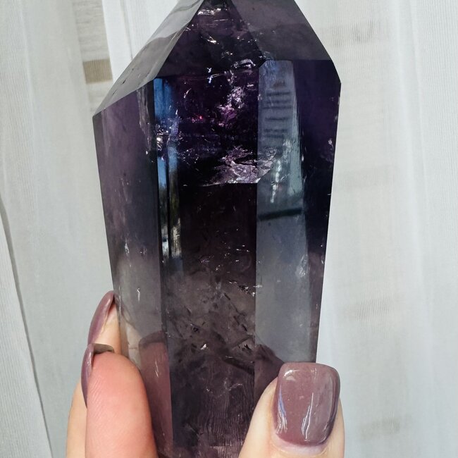 Amethyst Towers Point Generator - 4" Specimen (AAA Grade) - Cupcake Rainbow Inclusions Uraguay