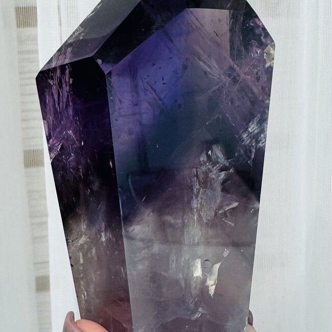 Amethyst Towers Point Generator - 4" Specimen (AAA Grade) - Cupcake Rainbow Inclusions Uraguay