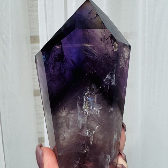 Amethyst Towers Point Generator - 4" Specimen (AAA Grade) - Cupcake Rainbow Inclusions Uraguay