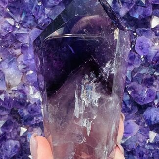 Amethyst Towers Point Generator - 4" Specimen (AAA Grade) - Cupcake Rainbow Inclusions Uraguay
