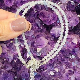 Aquamarine Faceted Bracelets - 4mm Adjustable Magnetic Clasp - Sterling Silver