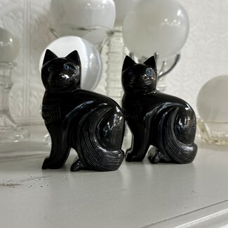 Black Onyx Cat Kitten Kitty - XL Extra Large 4" Animal Carving Figurine