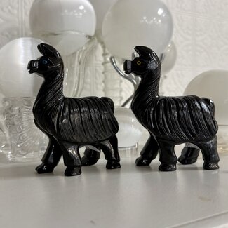 Black Onyx Llama Alpaca - Large 4" Animal Carving Figurine