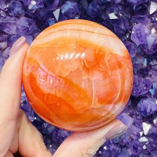 Banded Carnelian Sphere Orb Globe - 60-65mm Madagascar