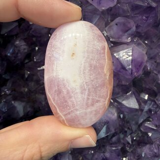 Pink Aragonite Palm Pillow Pocket Stone - Large