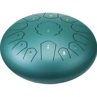 13 Tone Steel Tongue 12" Teal Green Aqua Drum - Hand Pan (2) Mallets Strickers and Carry Bag - Handpan Hapi Happy Tank Panda Percussion Musical Instrument
