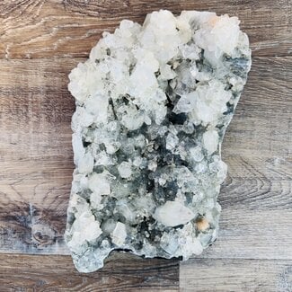 Blue Gray Apophyllite (Zeolite) & Pink Orange Stilbite (Stillbite) Clusters Specimen - Rough Raw Natural - XL Extra Large 10"