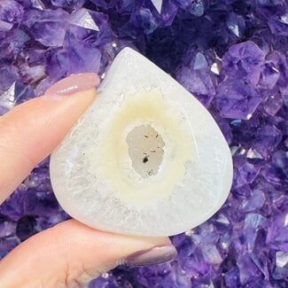 Druzy Agate Teardrop Flame Flat Cut Base - Small 1.5-2"
