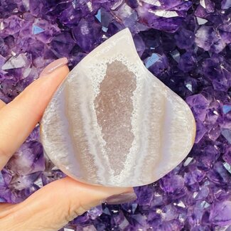 Druzy Agate Teardrop Flame Flat Cut Base - Large 2-3"