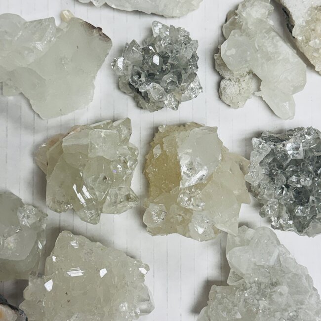 Blue Gray Apophyllite (Zeolite) & Pink Orange Stilbite (Stillbite) Clusters - Rough Raw Natural - Medium 2.5-4"