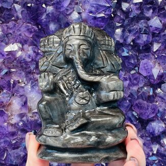 Silversheen Silver Sheen Ganesh Carving - 4" Specimen Display #2
