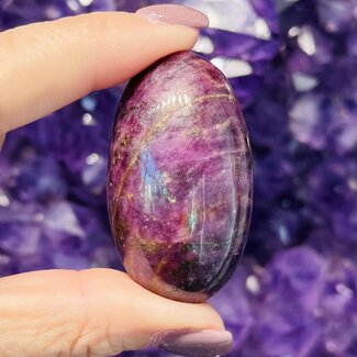 Red Ruby Shiva Eggs - Medium 1.5" with Acrylic Sphere Stand