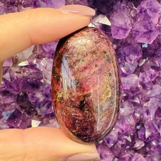 Red Ruby Shiva Eggs - Large 2" with Acrylic Sphere Stand