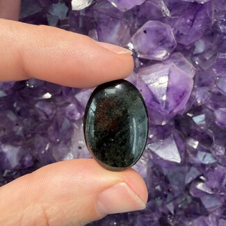 Black Star Diopside Palm Pillow Pocket Stone