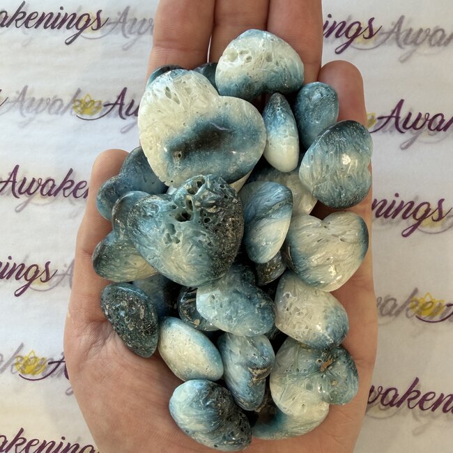 Blue Ice (Glacierite Nakaurite) Hearts Stones - Medium