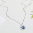 Evil Eye Necklaces - 18" Jeweled Round Blue Eye - Silver Plated