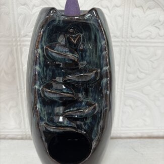 Backflow Reverse Flow Incense Cone Burner - Multi Colored (Cascading Leaves) - 7" Waterfall