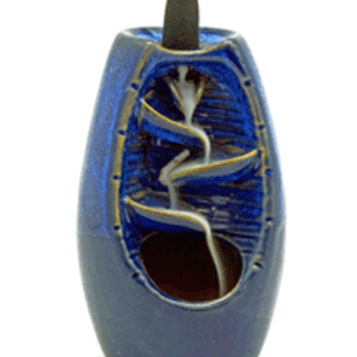 Backflow Reverse Flow Incense Cone Burner - Blue (Cascading Leaves) - 5" Waterfall