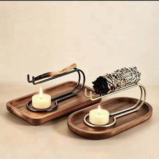 Palo Santo and/or Sage Smudge Stick Burner Holder - 2pc Set (Sage, Palo & Candle Sold Seperately)