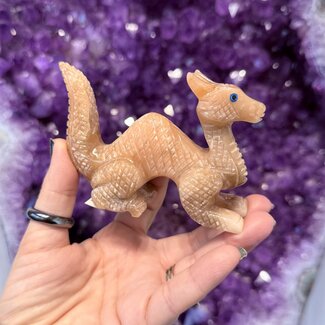 Tan Alabaster Dragon - Large 4" Animal Carving Figurine