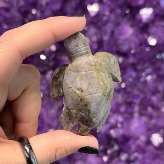 Multi Green Alabaster Sea Turtle - Small 1 x 2.5" Figurine Carving Animal