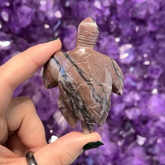 Multi Pink Alabaster Sea Turtle - Small 1 x 2.5" Figurine Carving Animal