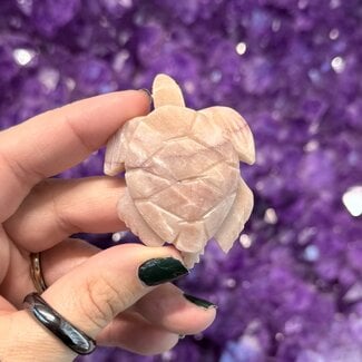 Peach Alabaster Sea Turtle - Small 1 x 2.5" Figurine Carving Animal