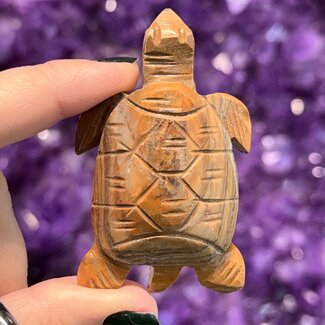 Brown Alabaster Sea Turtle - Small 1 x 2.5" Figurine Carving Animal
