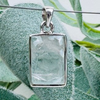 White Clear Danburite Pendants - Rectangle Bezel Set - Sterling Silver