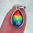 Ammolite (Ammonite) Pendants (AAA Grade) - Teardrop Pear Bezel Set - Sterling Silver 12x8