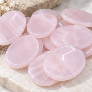 Pink Calcite Worry (Thumb Fidget Relaxation Pocket) Stones  - Large Oval