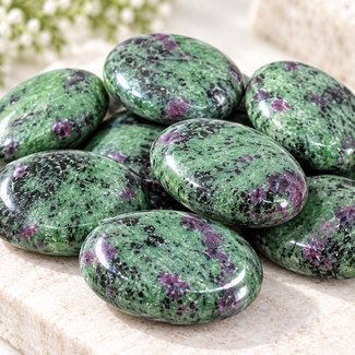 Ruby Zoisite Palm Pillow Pocket Stone - Medium