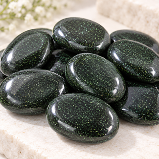 Green Sandstone (Goldstone) Sand Stone Palm Pillow Pocket Stone
