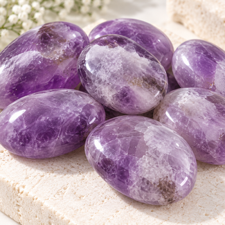 Amethyst Palm Pillow Pocket Stone - Large