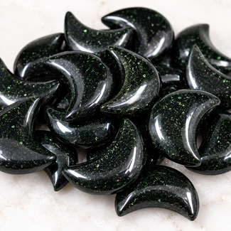 Green Sandstone (Goldstone) Sand Stone Medium Crescent Moons
