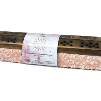 Rose Quartz Wooden Incense Holder Burners Coffins - Box Ash Catcher Cone Stick Storage Chest Casket - Multi Purpose
