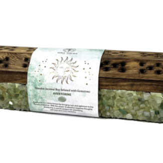 Green Aventurine Wooden Incense Holder Burners Coffins - Box Ash Catcher Cone Stick Storage Chest Casket - Multi Purpose