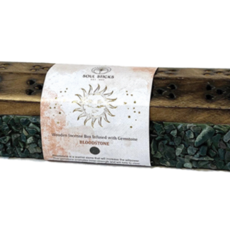 Bloodstone (Heliotrope) Wooden Incense Holder Burners Coffins - Box Ash Catcher Cone Stick Storage Chest Casket - Multi Purpose