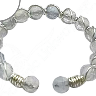 Aquamarine Rings - Adjustable Wire Faceted Stones - 3mm Stainless Steel